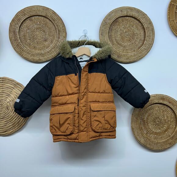 Carter's Other - Carter's Winter Coat Toddler Kids Boys 3T Brown Black Faux Fur Trim